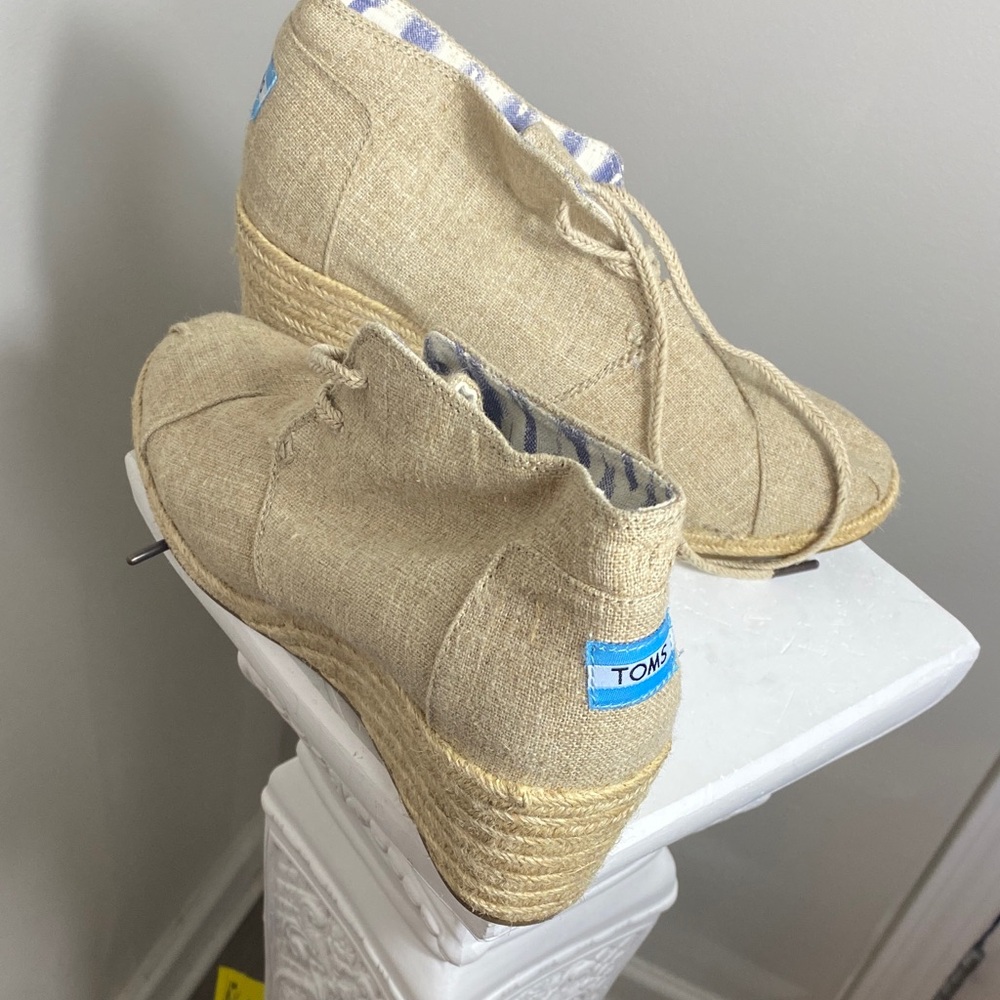 TOMS Beige Lace-Up Espadrille Boots